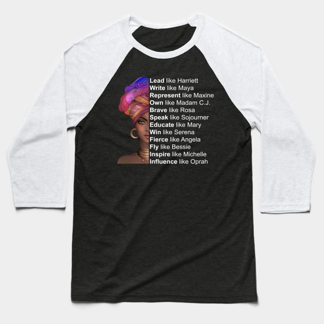 Powerful Black Women, Women of Black History, Black History Month Baseball T-Shirt by UrbanLifeApparel